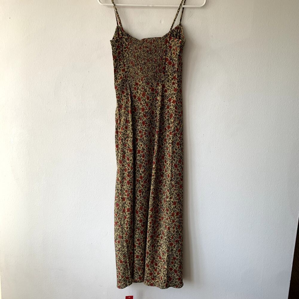 NWT Realisation Alba Silk Floral Spaghetti Strap Midi Slip Dress Dahlia Tan - Picture 9 of 12